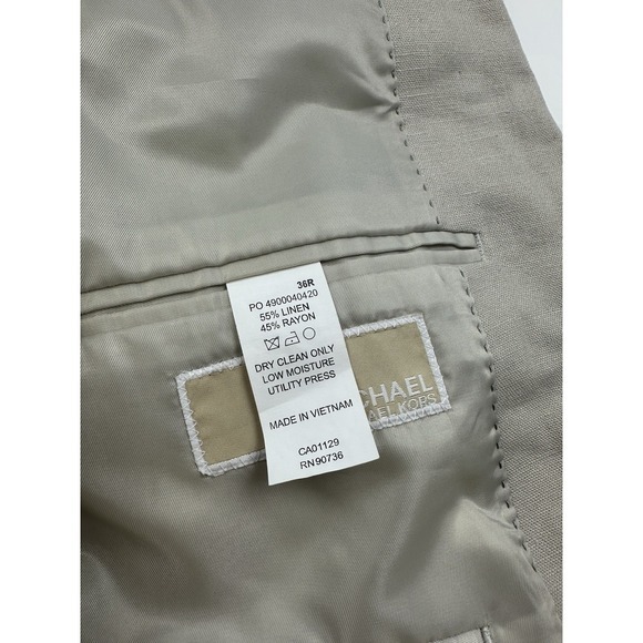 Michael Kors Mens Classic fit Sport Coat Blazer 36‎ R Beige Tan - Picture 6 of 9